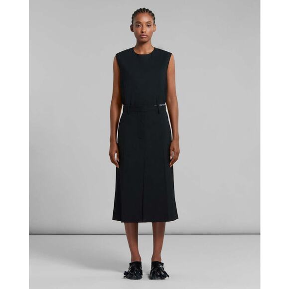 MARNI TROPICAL WOOL MIDI SKIRT - BLACK size 44 /  US 8 - Picture 1 of 15